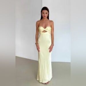 Beautiful Shona Joy La Lune strapless ruched bodice maxi dress in  Lemon